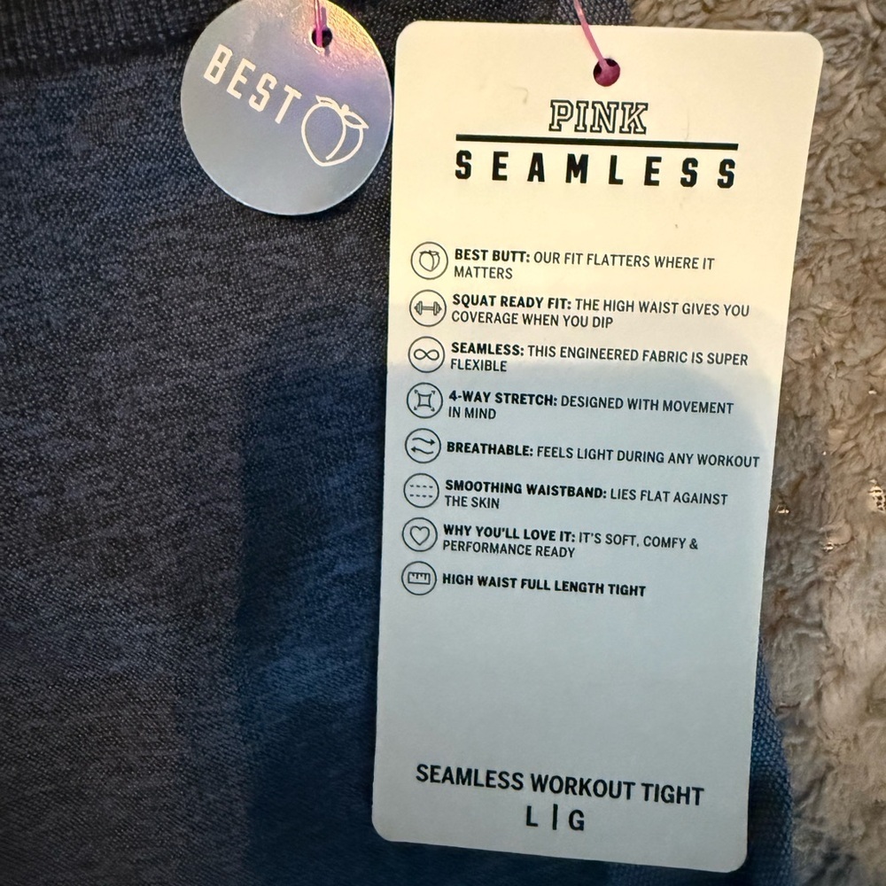 💙 **Victoria’s Secret PINK Seamless High Waist Workout Tights**  Size **Large - Picture 2 of 6